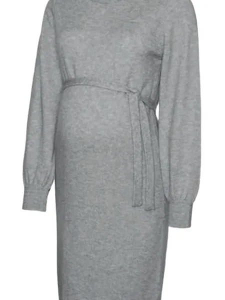 MAMALICIOUS Rochie tricotat MLNEWANNE L/S ABK KNIT DRESS A. NOOS deschis gri