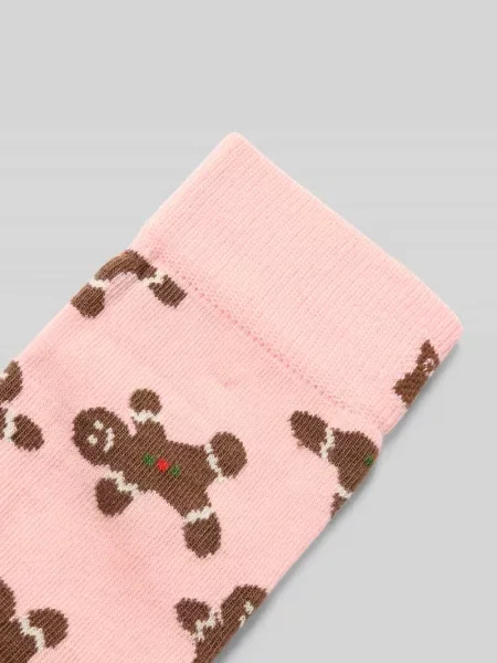 Skarpety z elastycznej mieszanki bawełny model Gingerbread Man' Happy Socks różowe