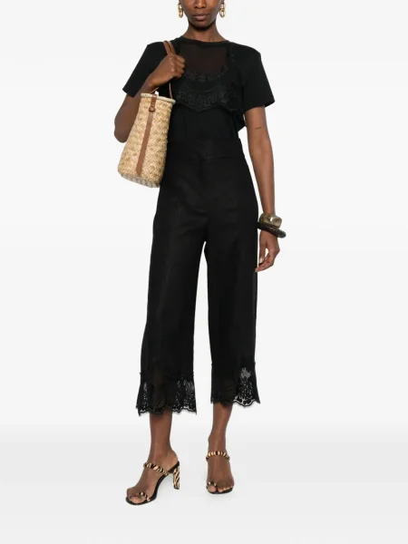 Top Twinset din dantelă scurt negru