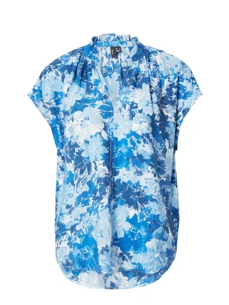 VERO MODA Bluză VMMAJA DITA azur / albastru deschis / albastru închis / murdar alb