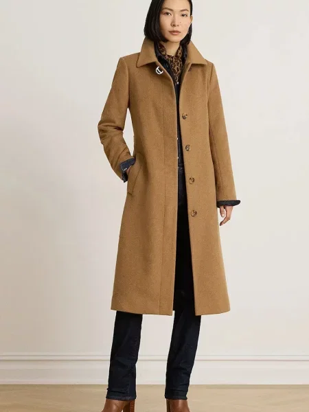 Lauren Ralph Lauren palton pentru femei cu lână maro