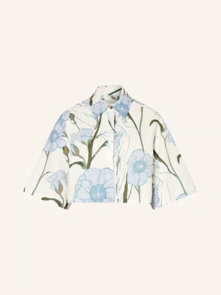 Ted Baker Krátká Halenka Bara S Lnem A Rukávy režná / khaki / tmavě modrá