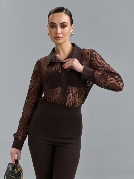 Повседневная рубашка Issa Plus коричневая