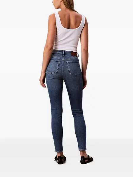 Skinny τζιν Calvin Klein Jeans με ψηλή μέση μπλε