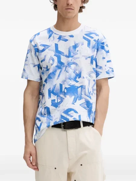 Tricou Karl Lagerfeld Jeans cu imagine alb
