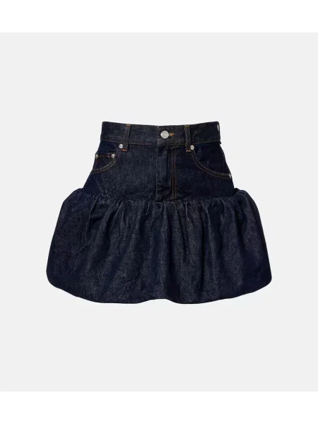Fustă din denim Ganni albastru
