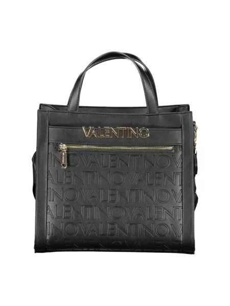Lniana torebka Valentino By Mario Valentino czarna