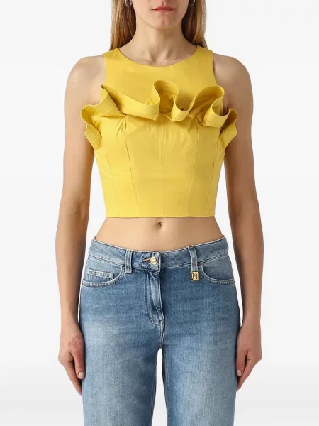 Decupat top Elisabetta Franchi cu volane galben