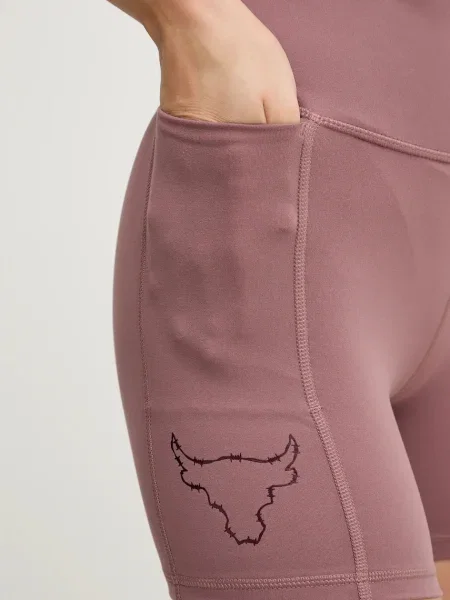 Tréninkové šortky Under Armour Project Rock s potiskem high waist růžová