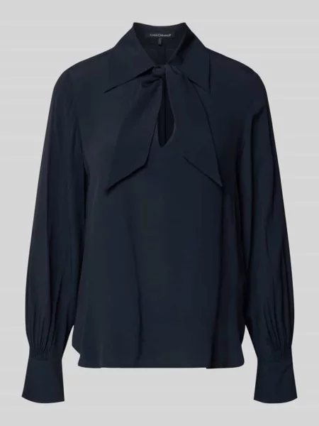 Bluzka z wiązaniem pod szyją i wycięciem w kształcie łezki Luisa Cerano granatowa