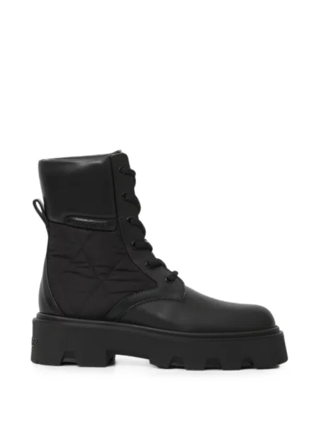 Matlasat botine Moncler cu șireturi din dantelă negru