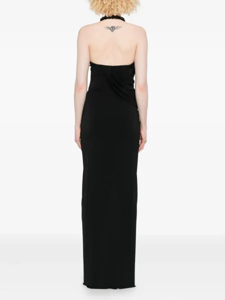 Rochie maxi Amen cu gât halter de costum negru