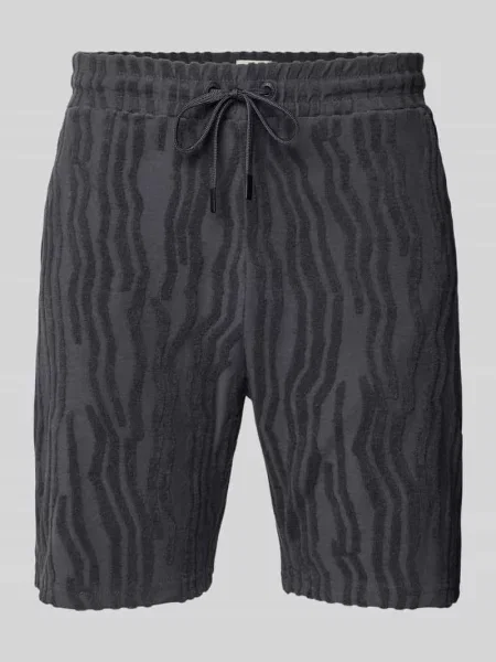 Szorty z dzianiny dresowej o kroju regular fit z fakturowanym wzorem Scotch & Soda czarne