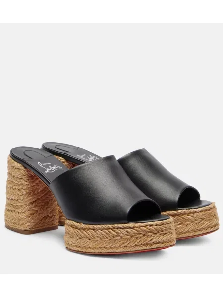 Papuci tip mules Christian Louboutin din piele cu platformă negru
