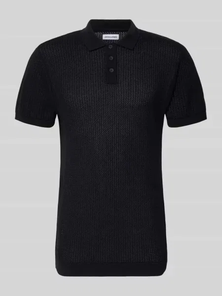 Koszulka polo o kroju modern fit z krótką listwą guzikową model JESS' Jack & Jones czarna