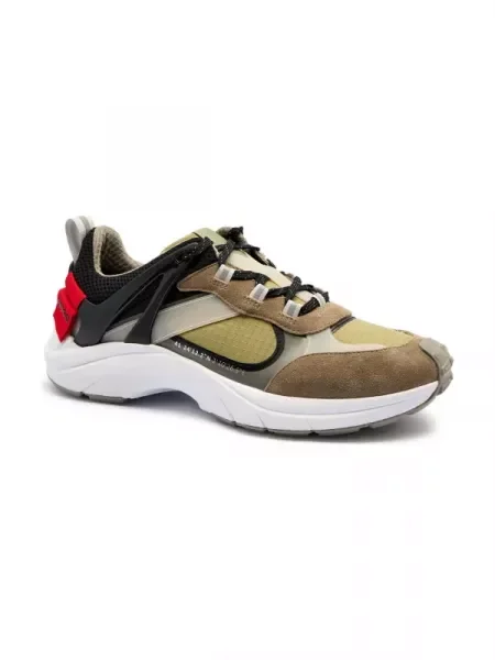 HUGO Sneakers cu adaos de piele verde