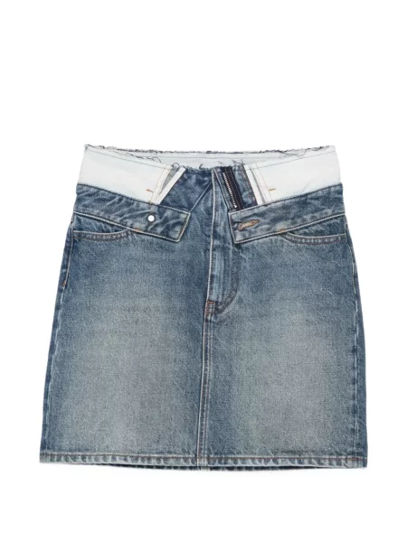 Fustă din denim Mm6 Maison Margiela zdrențuiți albastru