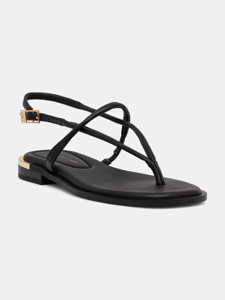 Tommy Hilfiger sandale de damă din piele GOLD HEEL DRESSY SANDAL negru