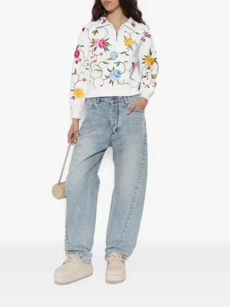Hanorac cu fermoar Kenzo cu model floral alb