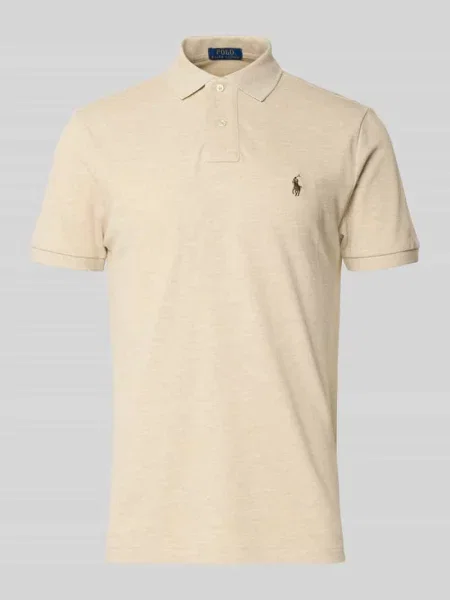 Koszulka polo z wyhaftowanym logo Polo Ralph Lauren beżowa