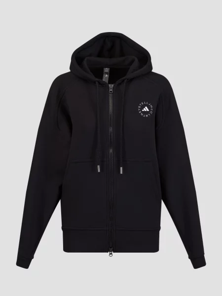 Bluza z kapturem Adidas By Stella Mccartney z kapturem z nadrukiem czarna