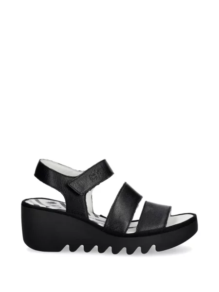 Sandale Fly London cu pană cu bretele negru