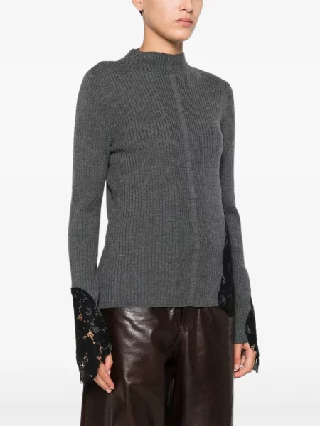 Pulover Pinko din dantelă gri