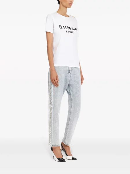 Tricou Balmain cu imagine alb