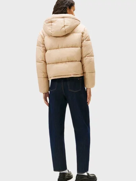 Джинсова куртка Tommy Jeans з капюшоном бежева