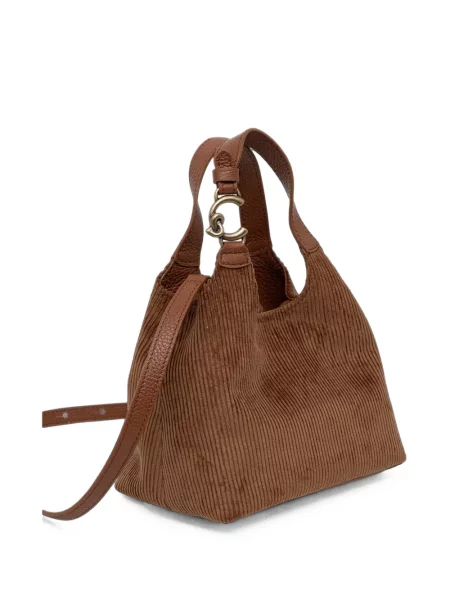Samt shopper torbica Coccinelle smeđa