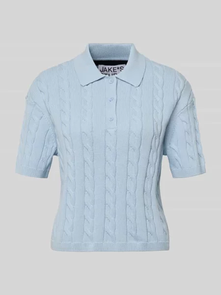 Koszulka polo o kroju slim fit z efektem dzianiny Jake*s Studio Woman niebieskie