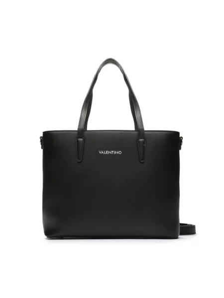 Lniana torebka Valentino Bags czarna