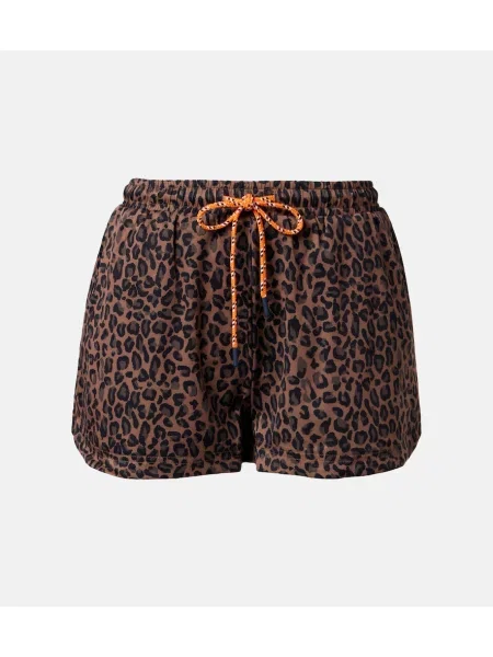 Pantaloni scurți The Upside cu imagine cu model leopard alergare maro