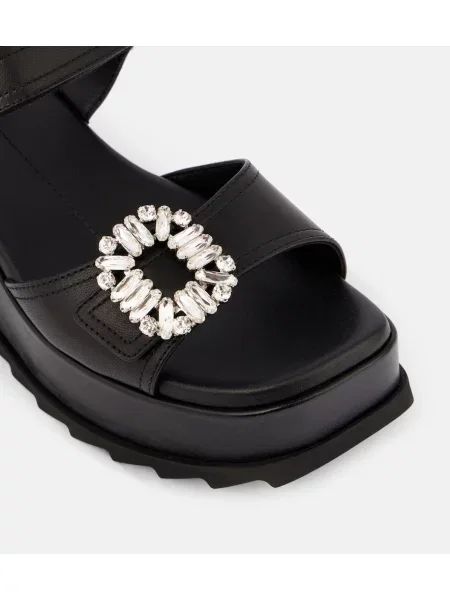Sandale Roger Vivier din piele cu pană negru