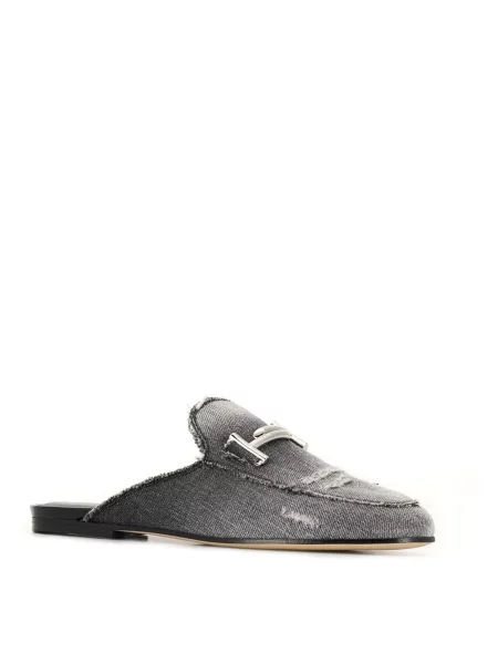 Papuci tip mules Tod's cu autograf negru