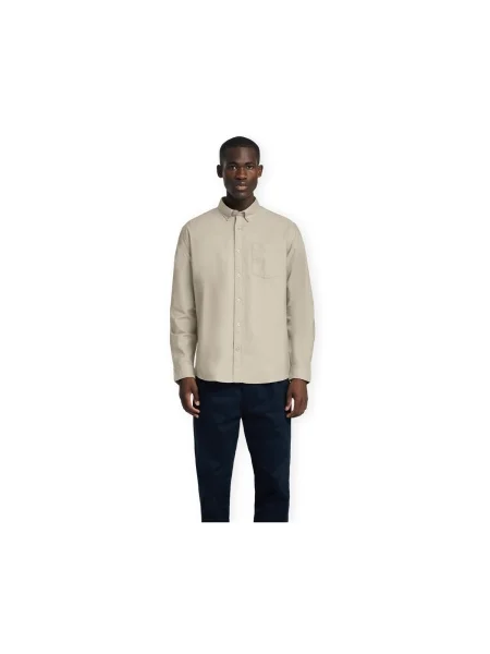 Cămașă Selected Homme din țesătură twill bej