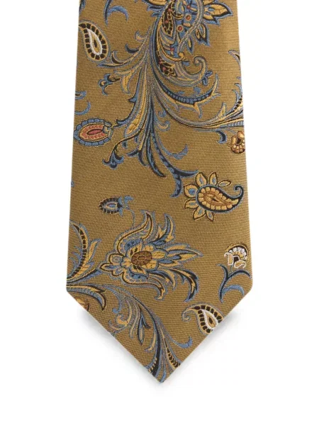 Cravată Etro de mătase cu model floral galben