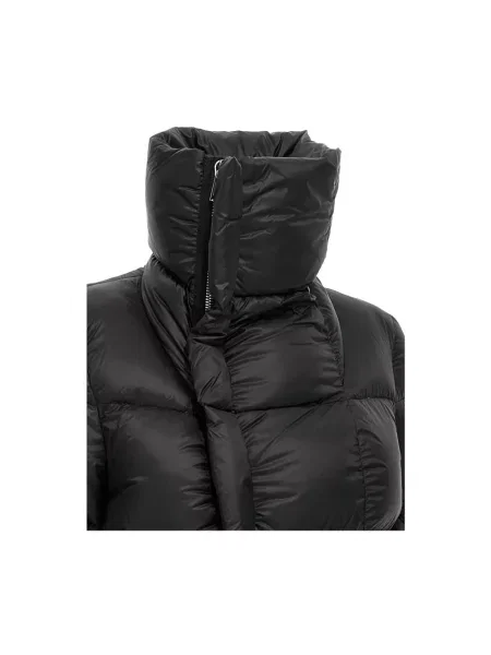 Kurtka skórzana Rick Owens z wysokim kołnierzem pikowana czarna