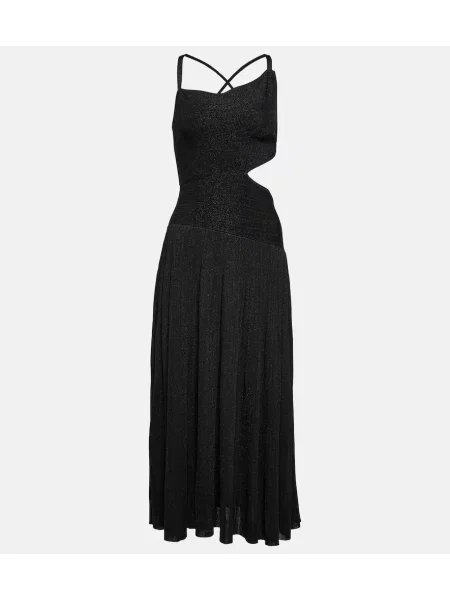 Pletena midi obleka Zimmermann z enim ramenom črna