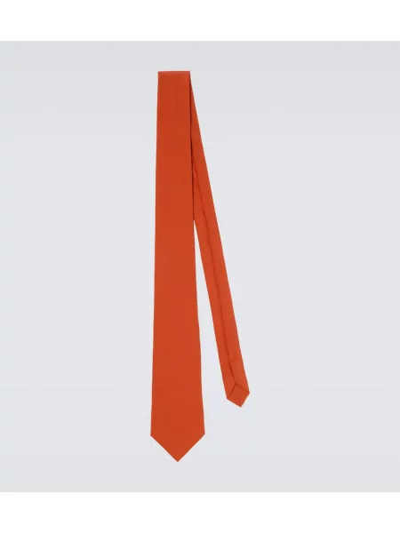 Jedwabny krawat Saint Laurent pomarańczowy