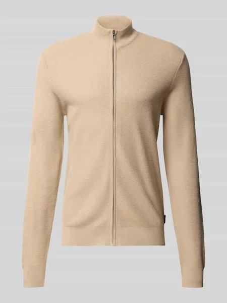 Kardigan rozpinany z mieszanki wełny ze stójką Joop! Collection beżowy