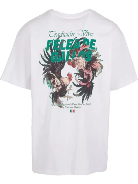 Mister Tee Tricou Pelea De Gallos bej / verde / roșu alb