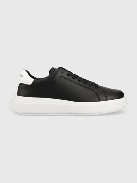 Кожени маратонки Calvin Klein LOW TOP LACE UP LTH черно