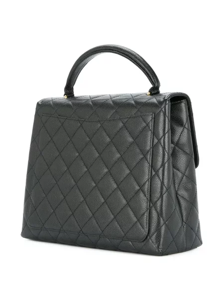 Prošívaná kabelka Chanel Pre-owned s autogramem černá