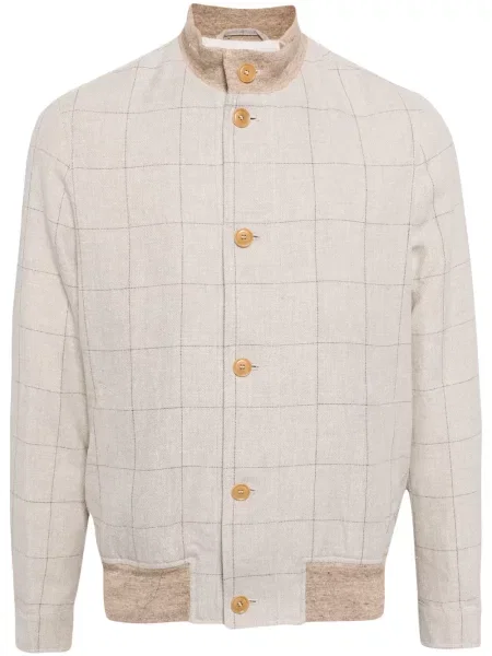 Geacă bomber Luciano Barbera în carouri maro