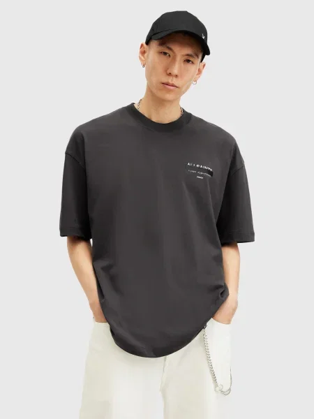 AllSaints Tricou REDACT negru alb