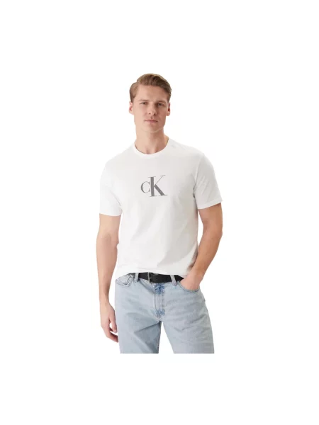 T-shirt z okrągłym dekoltem i logo Ck Calvin Klein biała