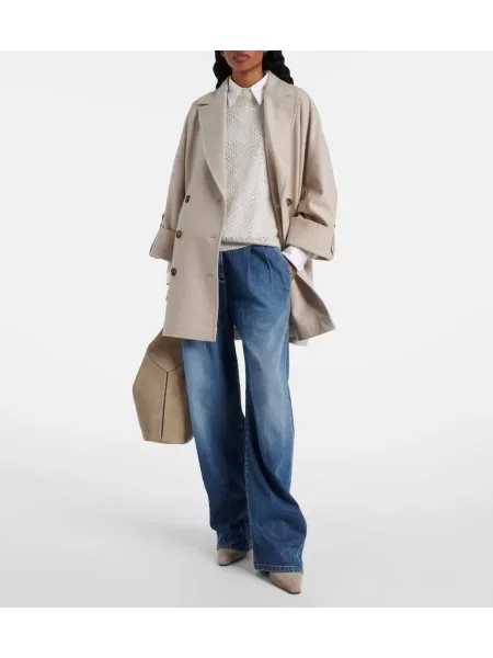 Pantofi cu toc Brunello Cucinelli din piele de căprioară slingback gri