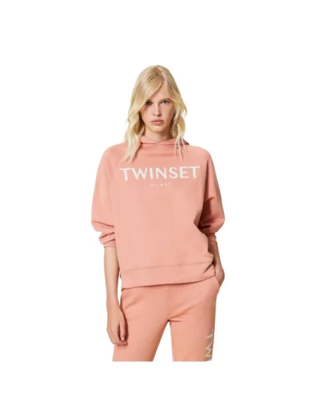Bluza z kapturem Twinset z kapturem różowa