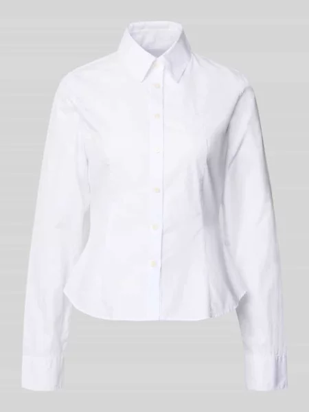 Bluzka o kroju slim fit z listwą guzikową Guess Jeans biała